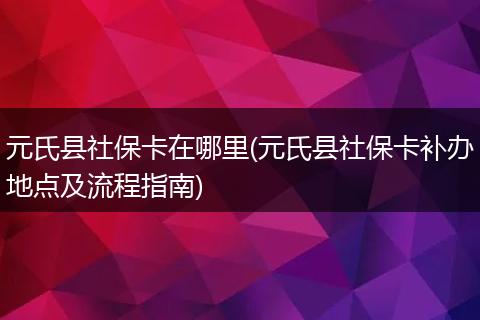 元氏县社保卡在哪里(元氏县社保卡补办地点及流程指南)