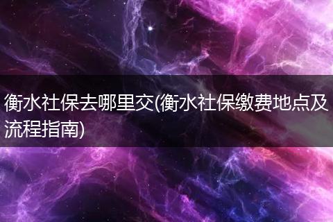 衡水社保去哪里交(衡水社保缴费地点及流程指南)