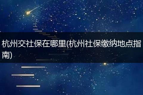 杭州交社保在哪里(杭州社保缴纳地点指南)