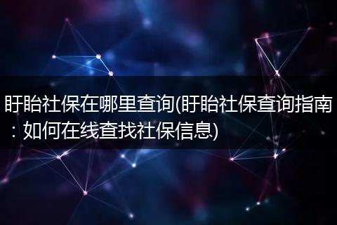 盱眙社保在哪里查询(盱眙社保查询指南：如何在线查找社保信息)