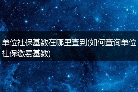 单位社保基数在哪里查到(如何查询单位社保缴费基数)