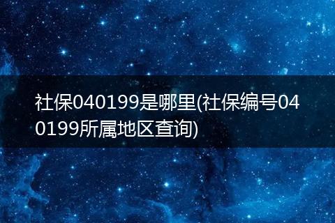 社保040199是哪里(社保编号040199所属地区查询)
