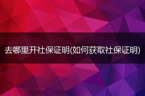 去哪里开社保证明(如何获取社保证明)