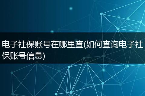 电子社保账号在哪里查(如何查询电子社保账号信息)