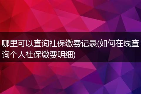 哪里可以查询社保缴费记录(如何在线查询个人社保缴费明细)