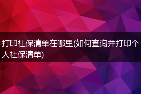 打印社保清单在哪里(如何查询并打印个人社保清单)