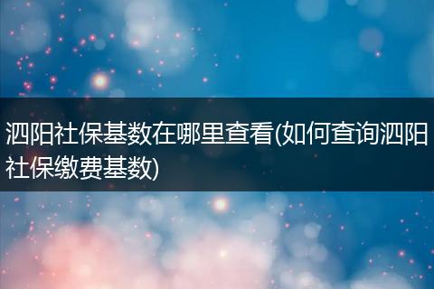 泗阳社保基数在哪里查看(如何查询泗阳社保缴费基数)