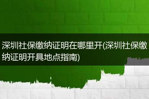 深圳社保缴纳证明在哪里开(深圳社保缴纳证明开具地点指南)
