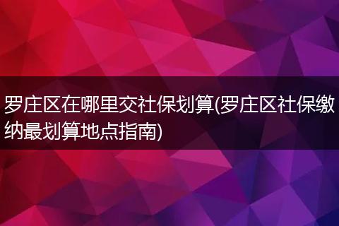 罗庄区在哪里交社保划算(罗庄区社保缴纳最划算地点指南)