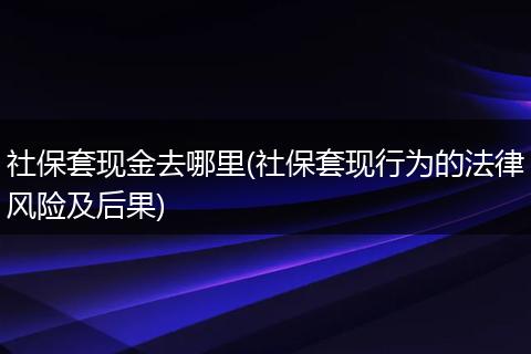 社保套现金去哪里(社保套现行为的法律风险及后果)