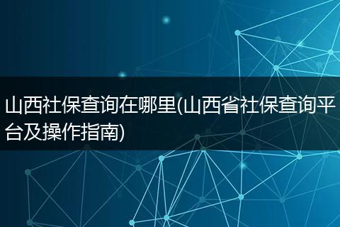 山西社保查询在哪里(山西省社保查询平台及操作指南)