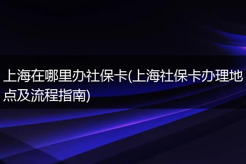 上海在哪里办社保卡(上海社保卡办理地点及流程指南)