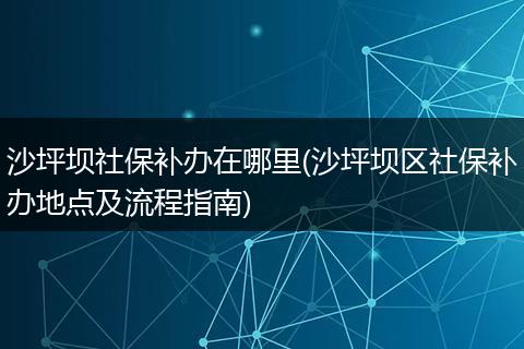 沙坪坝社保补办在哪里(沙坪坝区社保补办地点及流程指南)