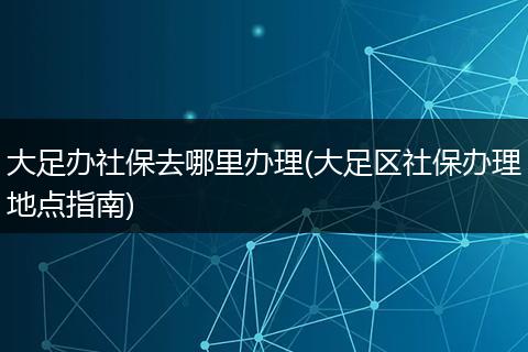 大足办社保去哪里办理(大足区社保办理地点指南)
