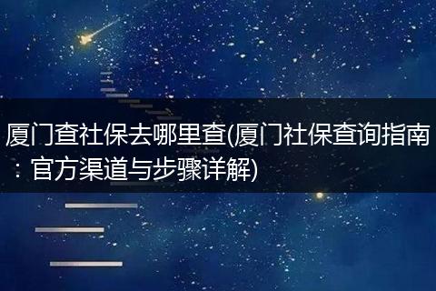 厦门查社保去哪里查(厦门社保查询指南：官方渠道与步骤详解)