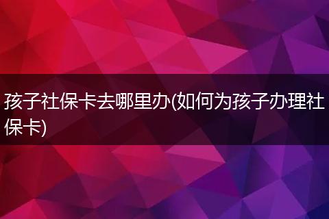 孩子社保卡去哪里办(如何为孩子办理社保卡)