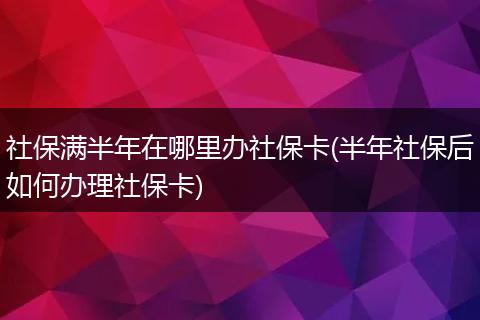 社保满半年在哪里办社保卡(半年社保后如何办理社保卡)