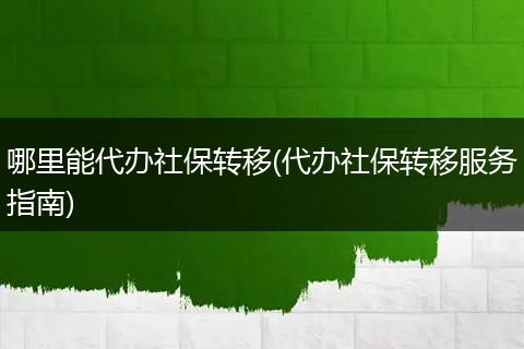 哪里能代办社保转移(代办社保转移服务指南)