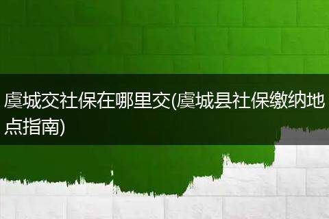 虞城交社保在哪里交(虞城县社保缴纳地点指南)