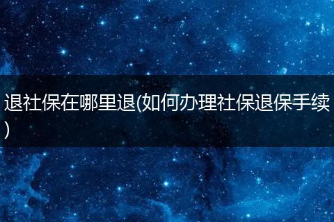 退社保在哪里退(如何办理社保退保手续)