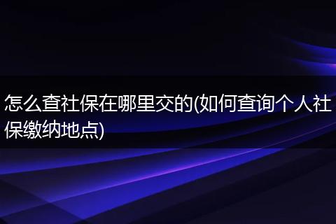 怎么查社保在哪里交的(如何查询个人社保缴纳地点)