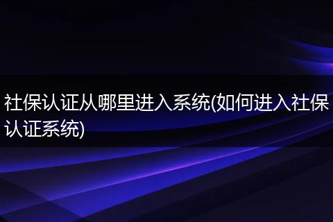 社保认证从哪里进入系统(如何进入社保认证系统)