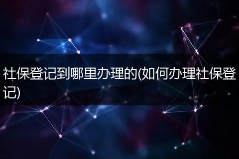 社保登记到哪里办理的(如何办理社保登记)