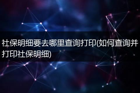 社保明细要去哪里查询打印(如何查询并打印社保明细)