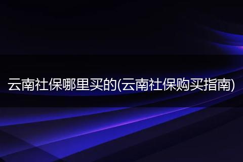 云南社保哪里买的(云南社保购买指南)