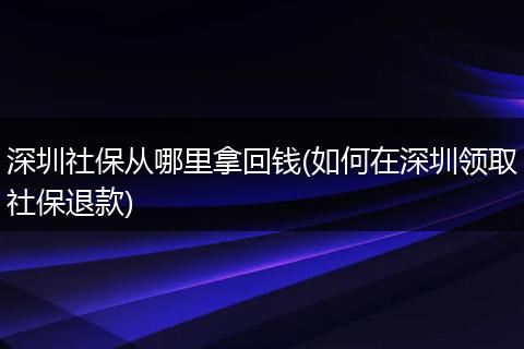 深圳社保从哪里拿回钱(如何在深圳领取社保退款)