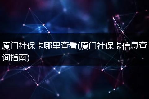 厦门社保卡哪里查看(厦门社保卡信息查询指南)
