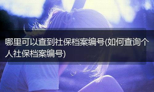 哪里可以查到社保档案编号(如何查询个人社保档案编号)