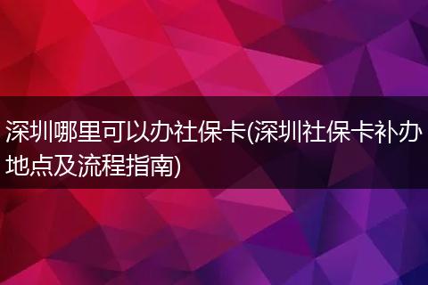 深圳哪里可以办社保卡(深圳社保卡补办地点及流程指南)