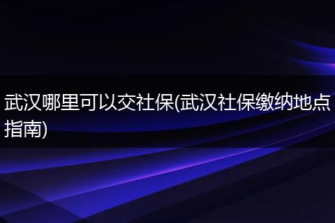 武汉哪里可以交社保(武汉社保缴纳地点指南)
