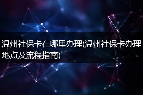 温州社保卡在哪里办理(温州社保卡办理地点及流程指南)