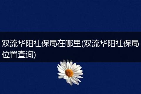 双流华阳社保局在哪里(双流华阳社保局位置查询)