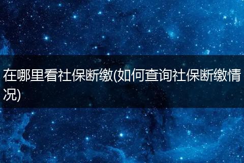 在哪里看社保断缴(如何查询社保断缴情况)