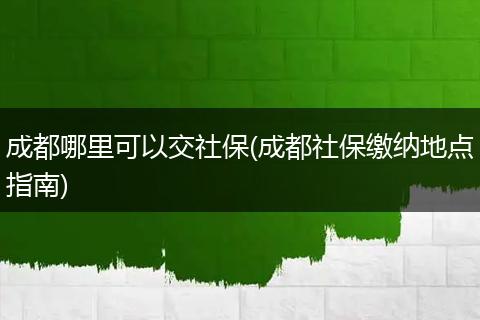 成都哪里可以交社保(成都社保缴纳地点指南)