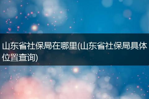 山东省社保局在哪里(山东省社保局具体位置查询)