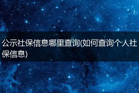 公示社保信息哪里查询(如何查询个人社保信息)