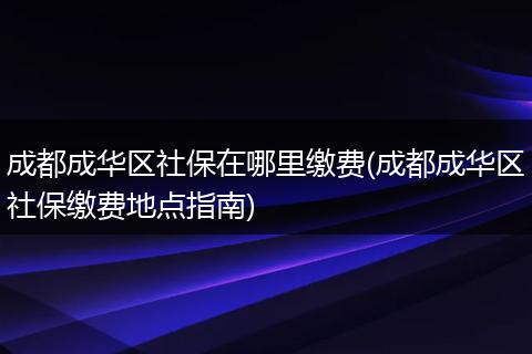 成都成华区社保在哪里缴费(成都成华区社保缴费地点指南)