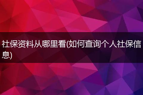 社保资料从哪里看(如何查询个人社保信息)