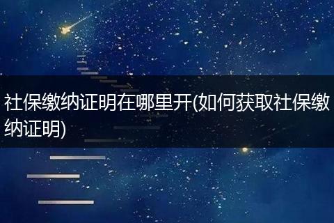 社保缴纳证明在哪里开(如何获取社保缴纳证明)