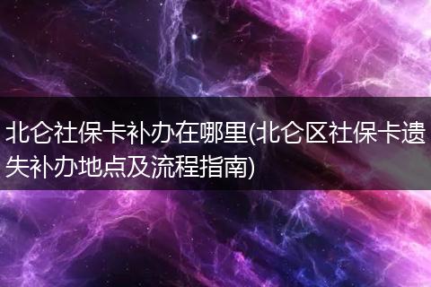 北仑社保卡补办在哪里(北仑区社保卡遗失补办地点及流程指南)