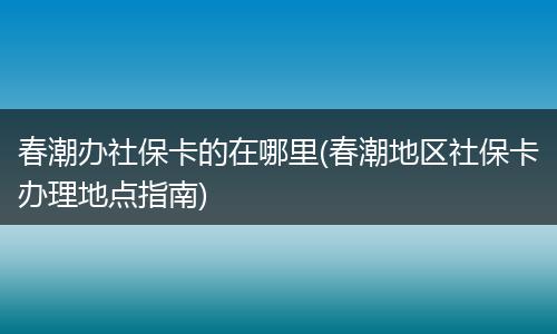春潮办社保卡的在哪里(春潮地区社保卡办理地点指南)
