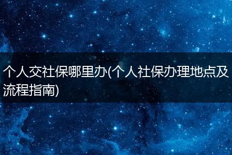 个人交社保哪里办(个人社保办理地点及流程指南)