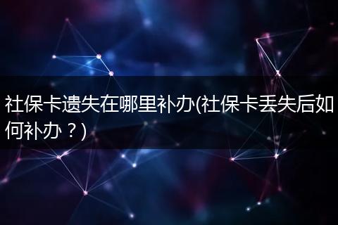 社保卡遗失在哪里补办(社保卡丢失后如何补办？)