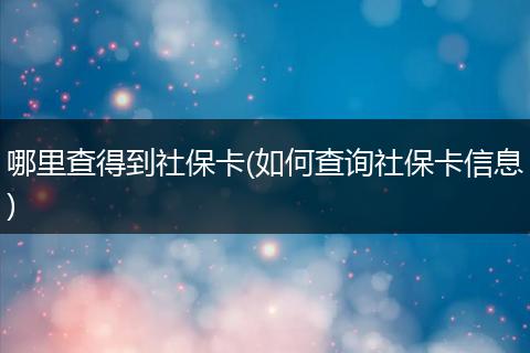 哪里查得到社保卡(如何查询社保卡信息)