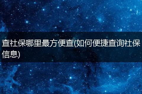 查社保哪里最方便查(如何便捷查询社保信息)