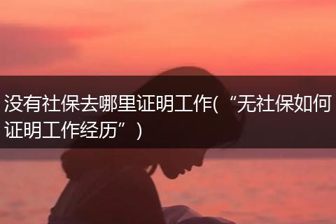没有社保去哪里证明工作(“无社保如何证明工作经历”)